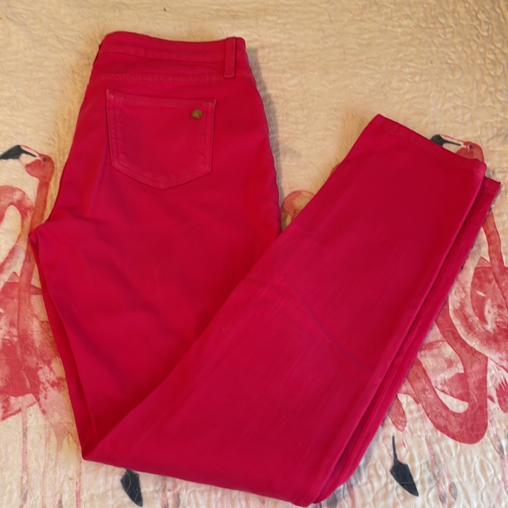 Kate Spade Play Hooky dark pink jeans.